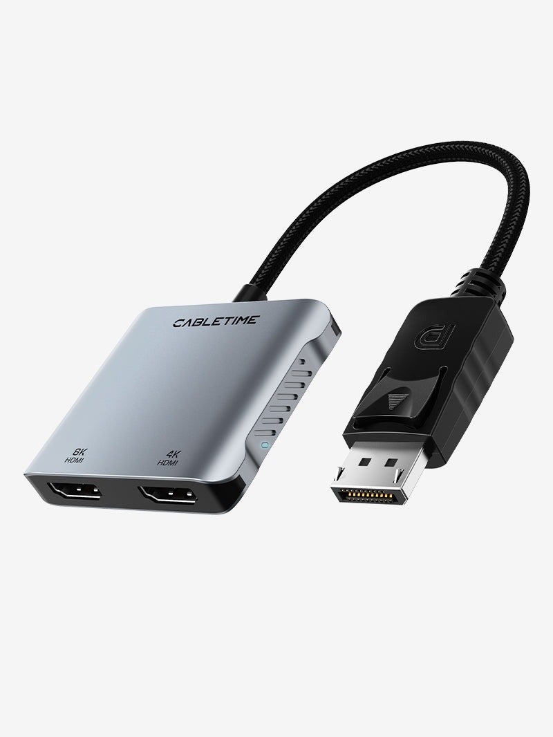 كابل تايم محول DP إلى منفذي HDMI بدقة 8K، يدعم تقنية SMT - Image 1